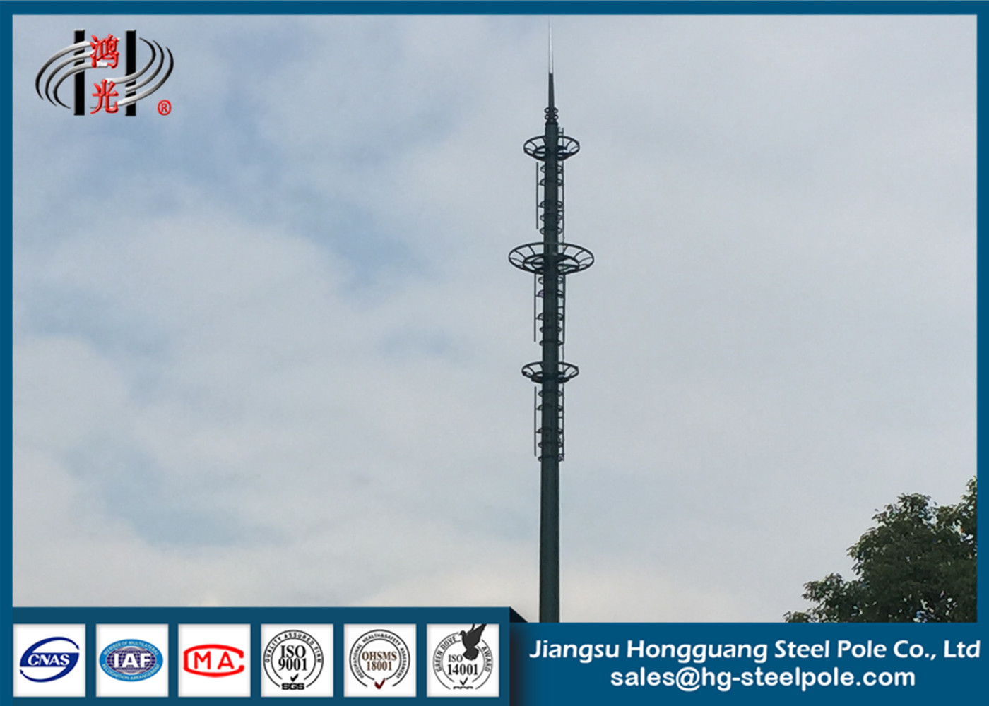 ISO 9001 Veelhoekige de Telefoon Monopole Torens Q355 H30m van de Staal Tubulaire Cel